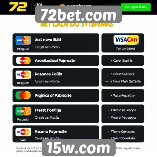 Sistemas de pagamento e retiradas no 72bet.com